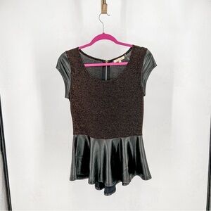 Cecico copper and black peplum top
